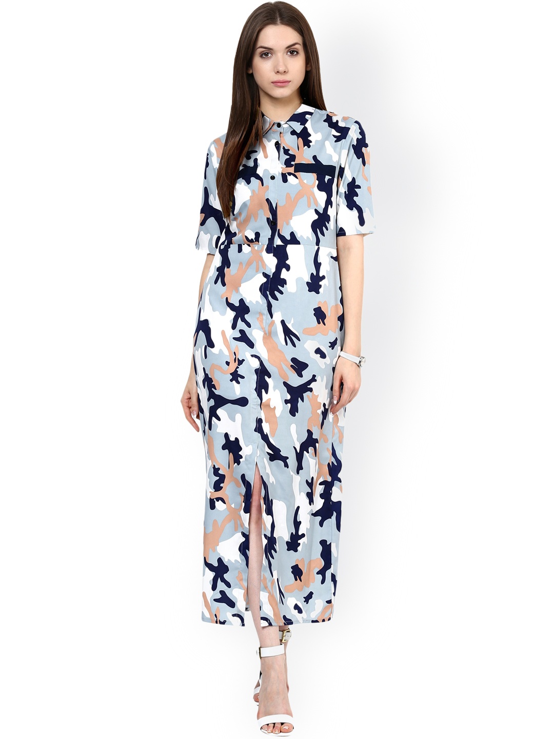 

Zima Leto Women Blue Printed Maxi Dress