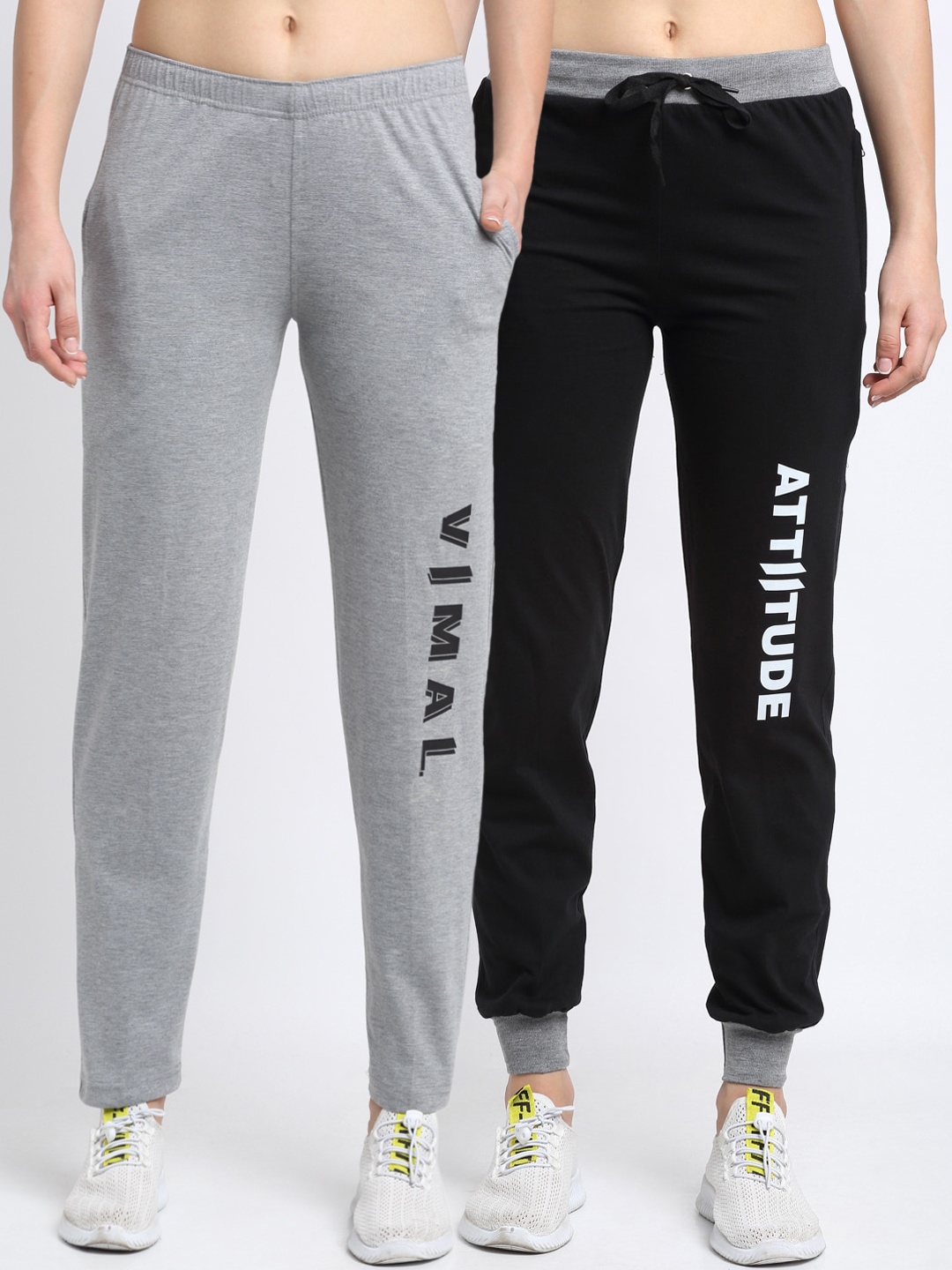 

VIMAL JONNEY Women Pack Of 2 Track Pants, Black