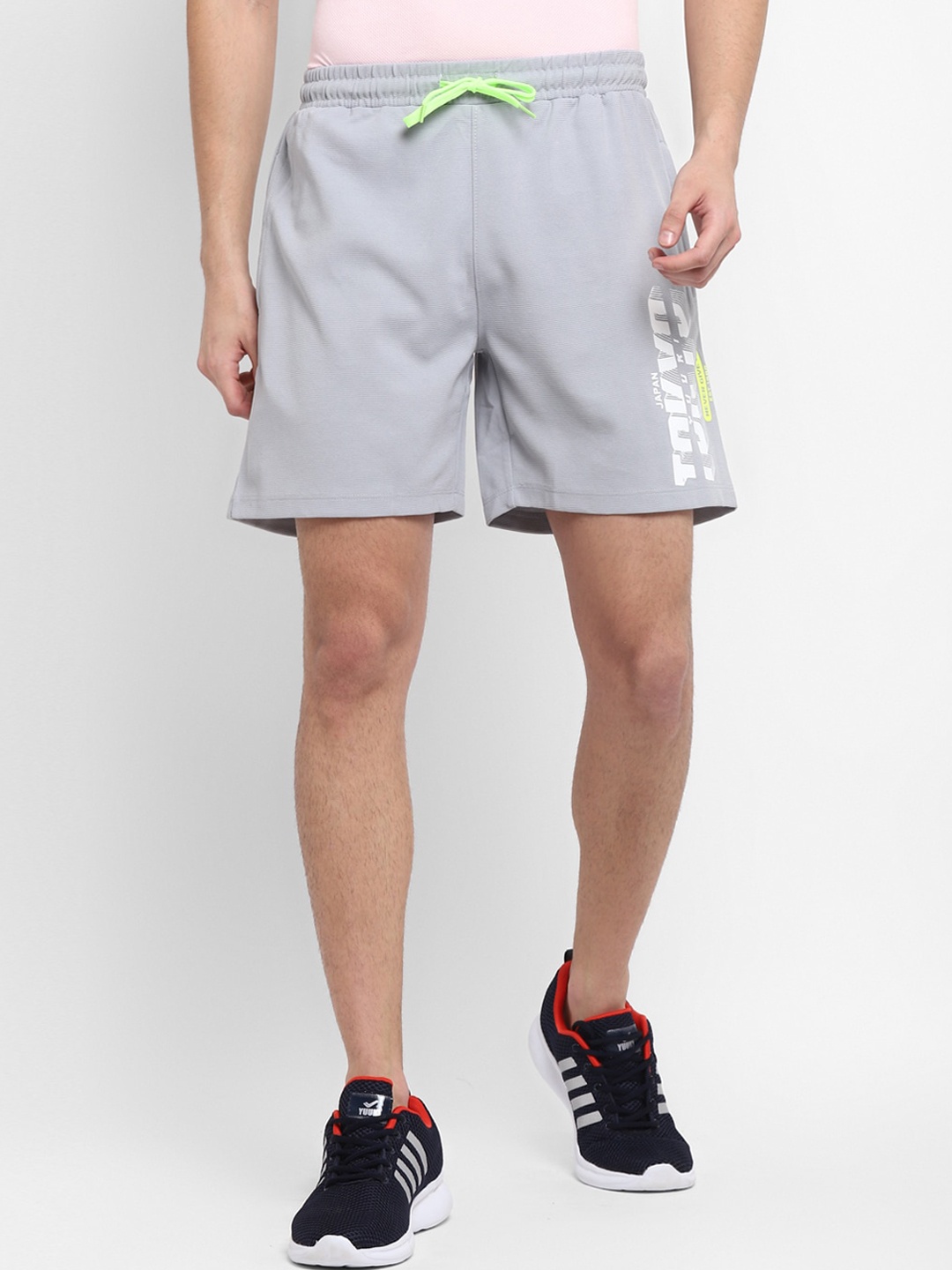 

Yuuki Men Grey Mid-Rise Sports Shorts
