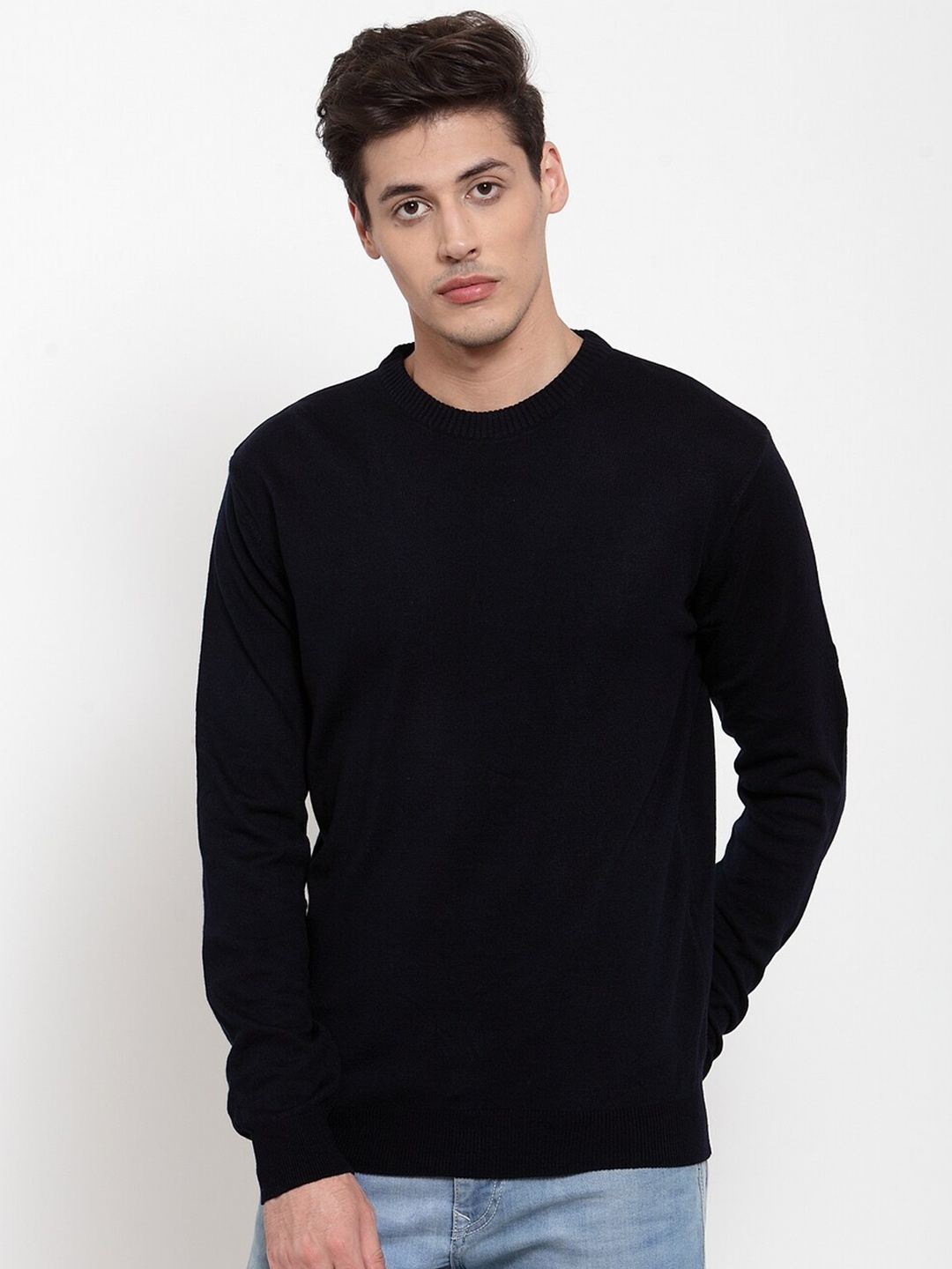 

Kalt Men Navy Blue Acrylic Pullover Sweater