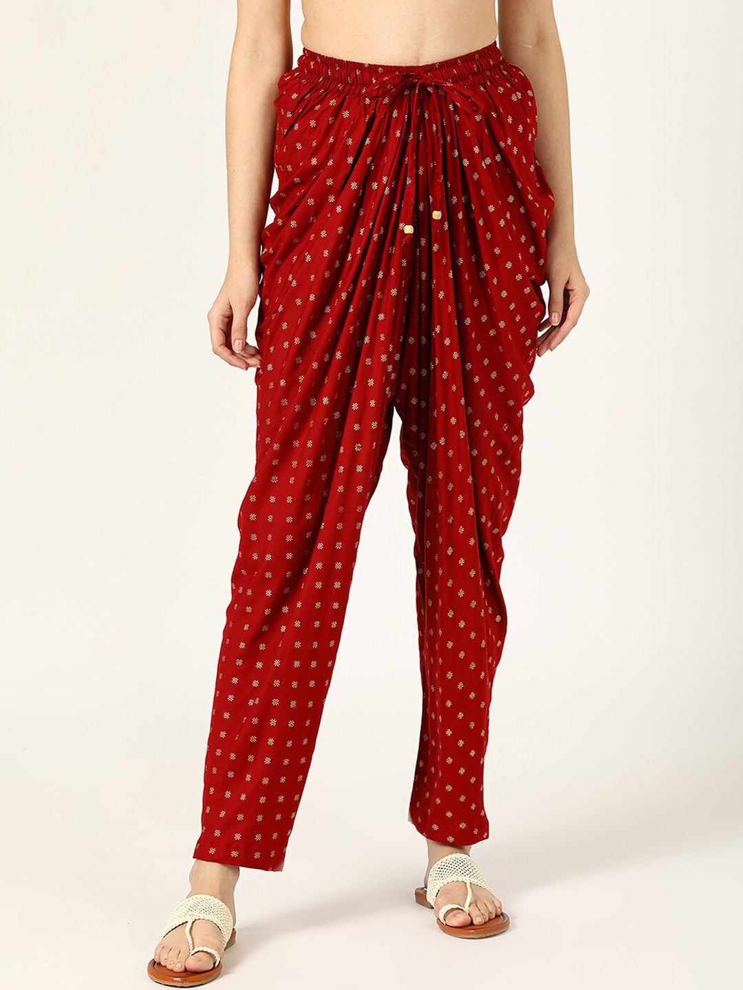 

V2 Value & Variety Women Maroon & Gold-Coloured Floral Printed Harem Pants