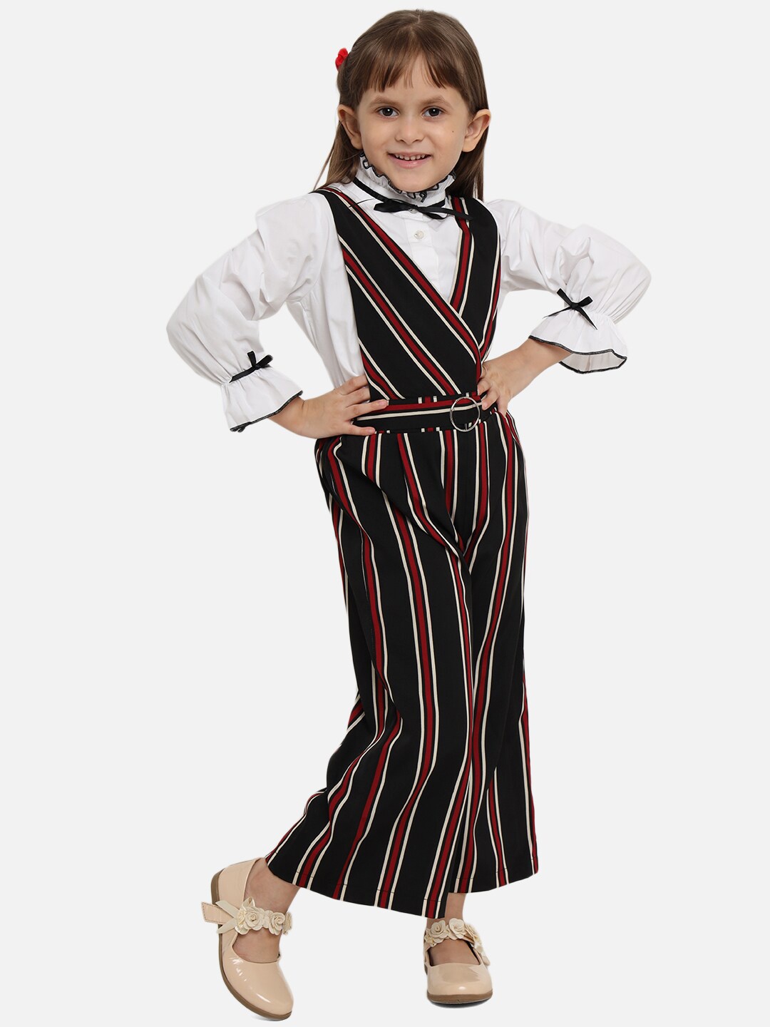 

Nauti Nati Girls Cotton Multi Coloured Clothing Set, Black
