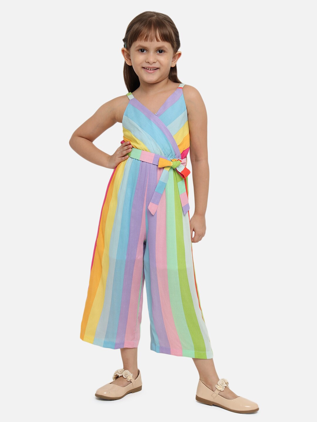 

Nauti Nati Girls Multicoloured Striped Basic Jumpsuit, Multi