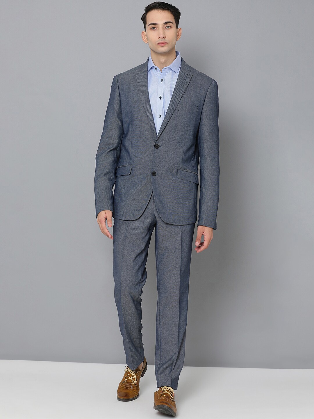 

LINDBERGH Men Blue Solid Single-Breasted Two-Piece Formal Suit