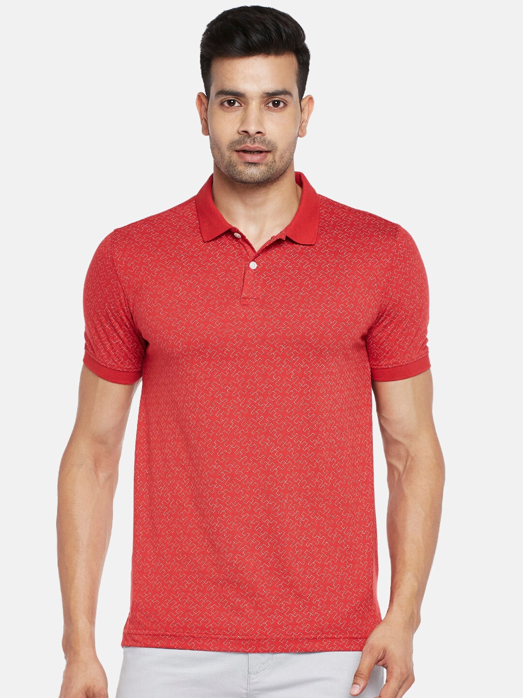 

BYFORD by Pantaloons Men Red Polo Collar Slim Fit T-shirt