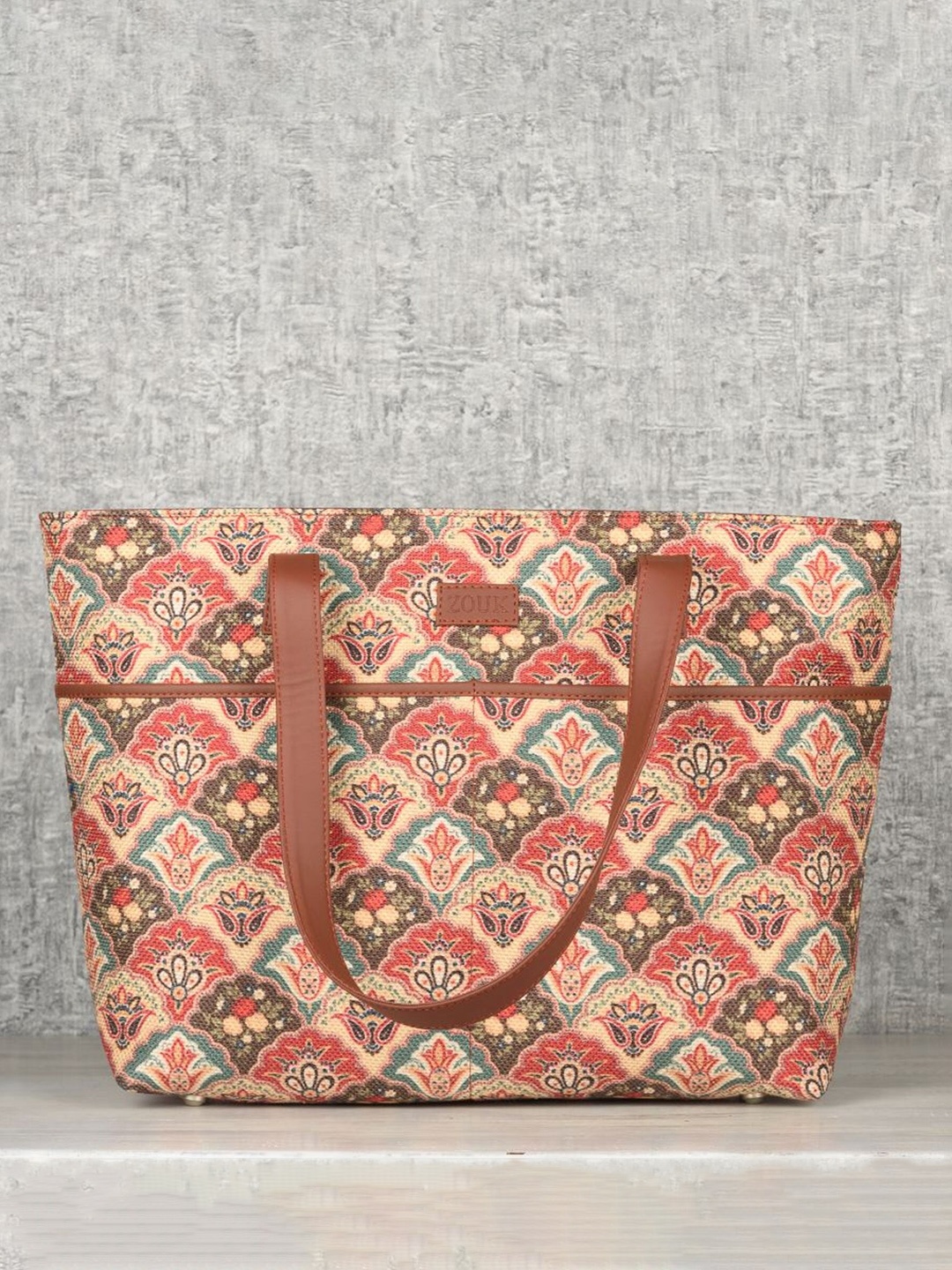 

ZOUK Multicoloured Ethnic Motifs Printed Shopper Tote Bag, Multi