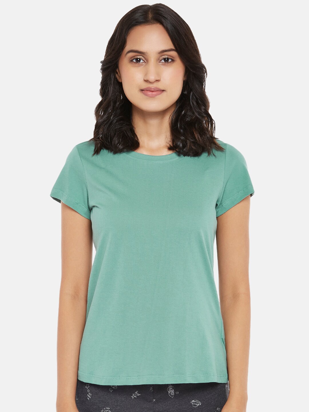 

Dreamz by Pantaloons Women Green Regular Lounge tshirt