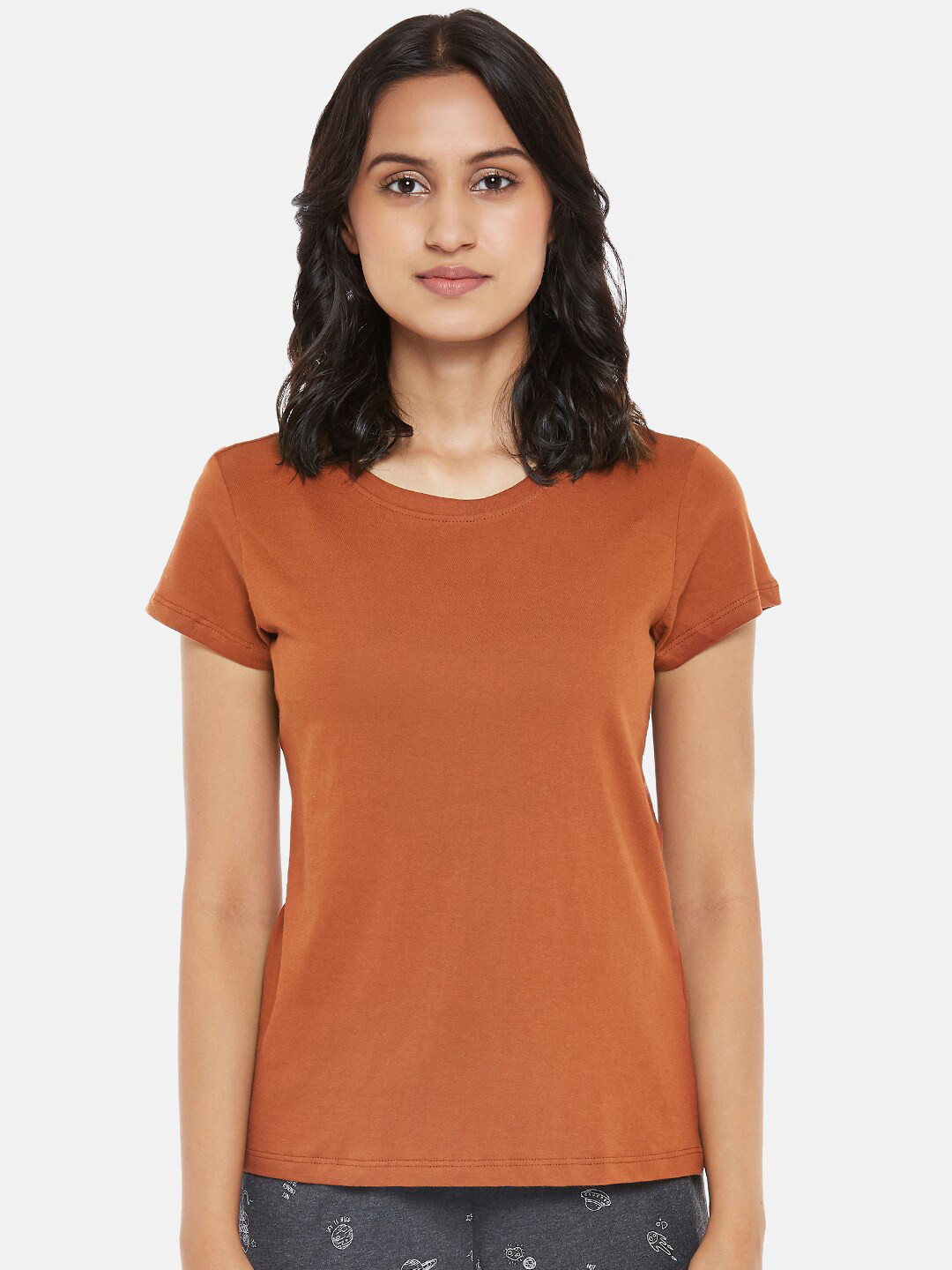 

Dreamz by Pantaloons Women Rust Regular Lounge tshirt