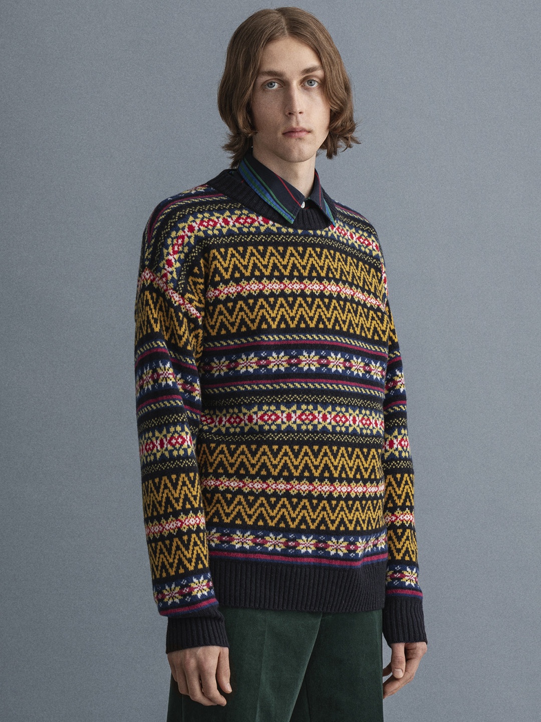 

GANT Men Blue & Pink Fair Isle Pullover