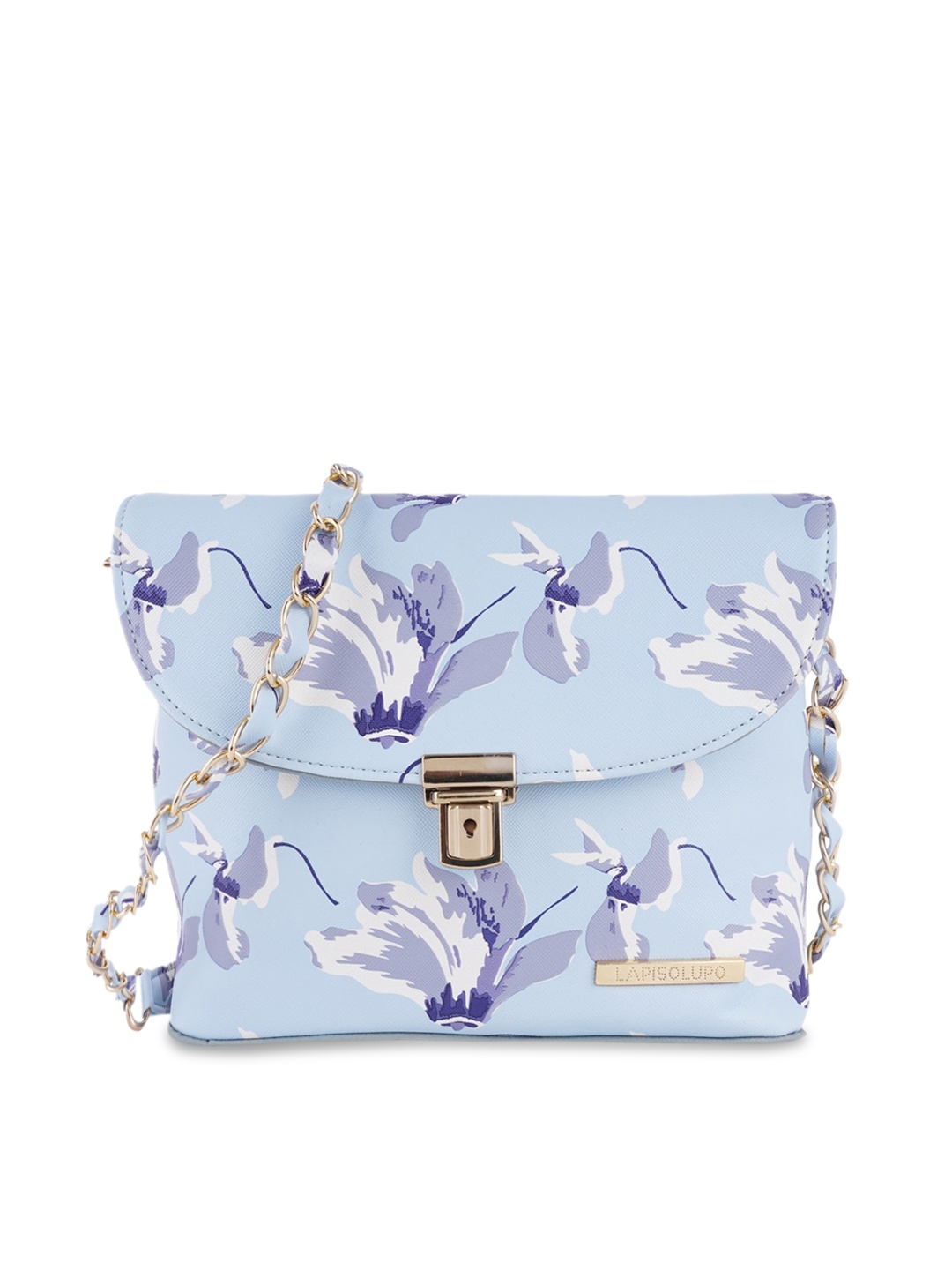 

Lapis O Lupo Blue Floral Printed Structured Sling Bag