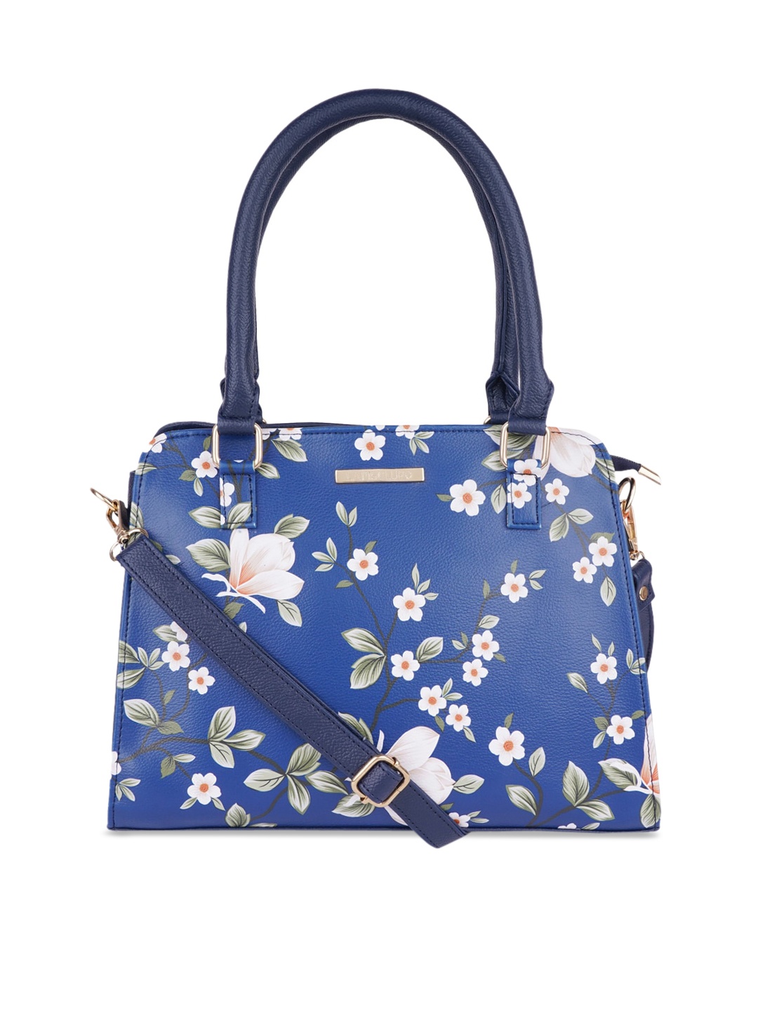 

Lapis O Lupo Blue Floral Printed Structured Handheld Bag