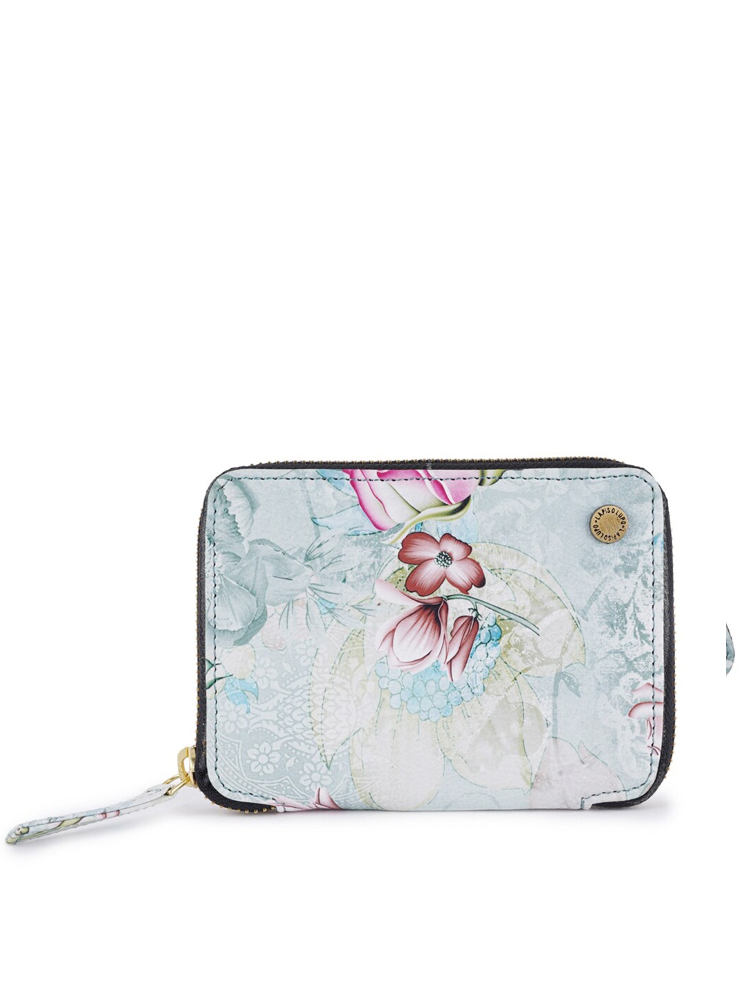 

Lapis O Lupo Women Grey & Blue Floral Printed Zip Around Wallet