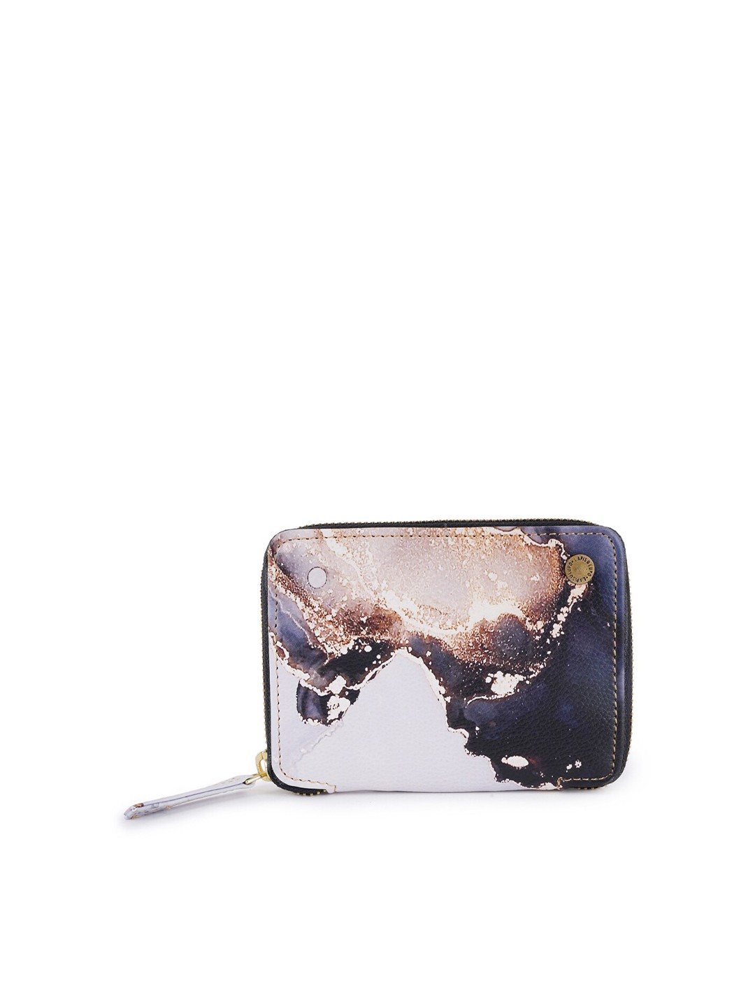 

Lapis O Lupo Women White & Blue Abstract Printed Zip Around Wallet