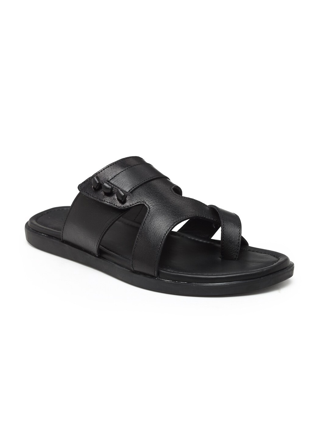 

BEAVER Men Black Leather Comfort Sandals