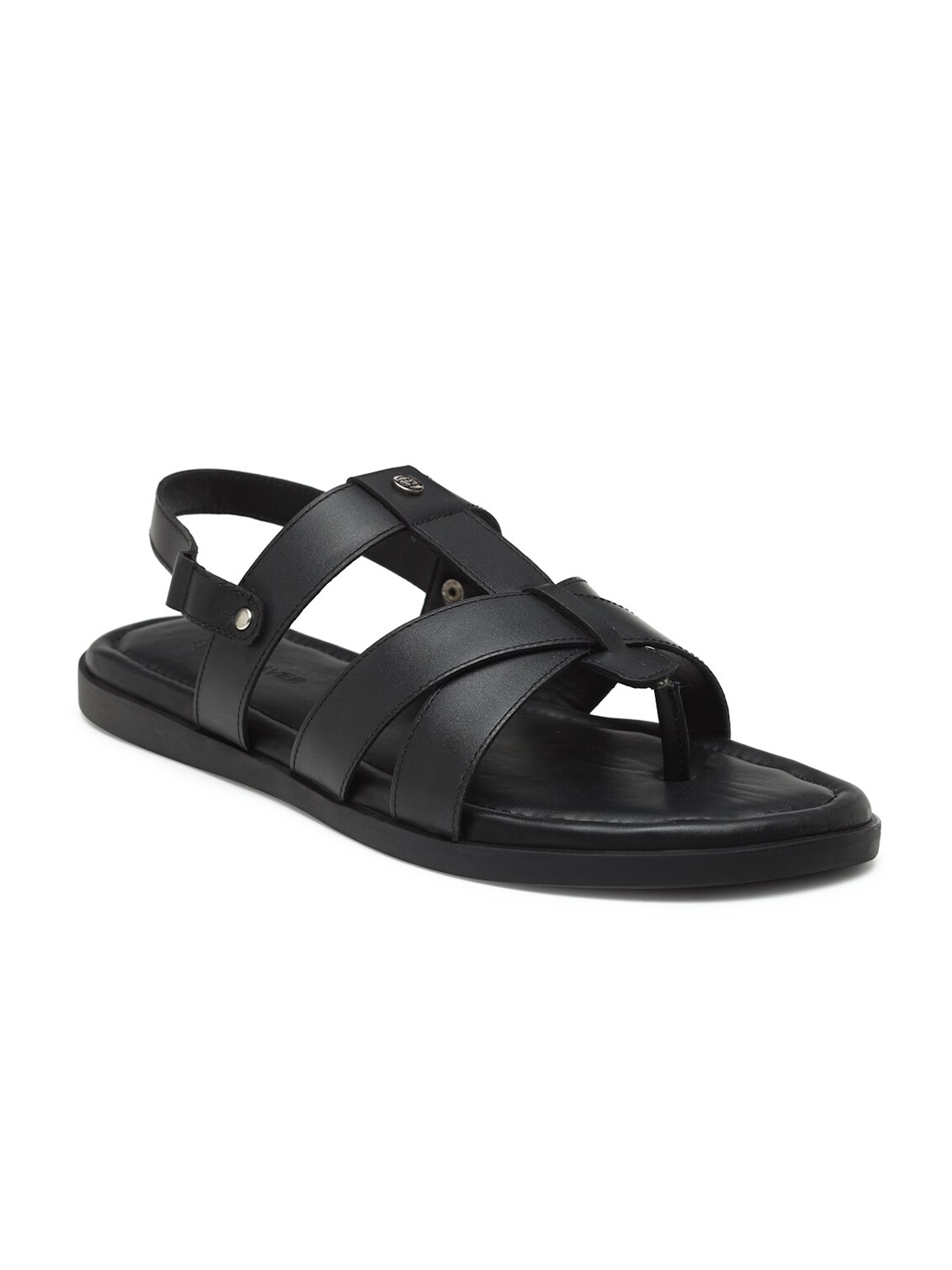 

BEAVER Men Black Textured Comfort Sandals