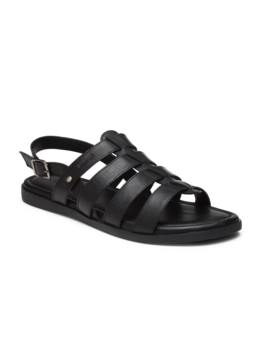 

BEAVER Men Black Leather Comfort Sandals