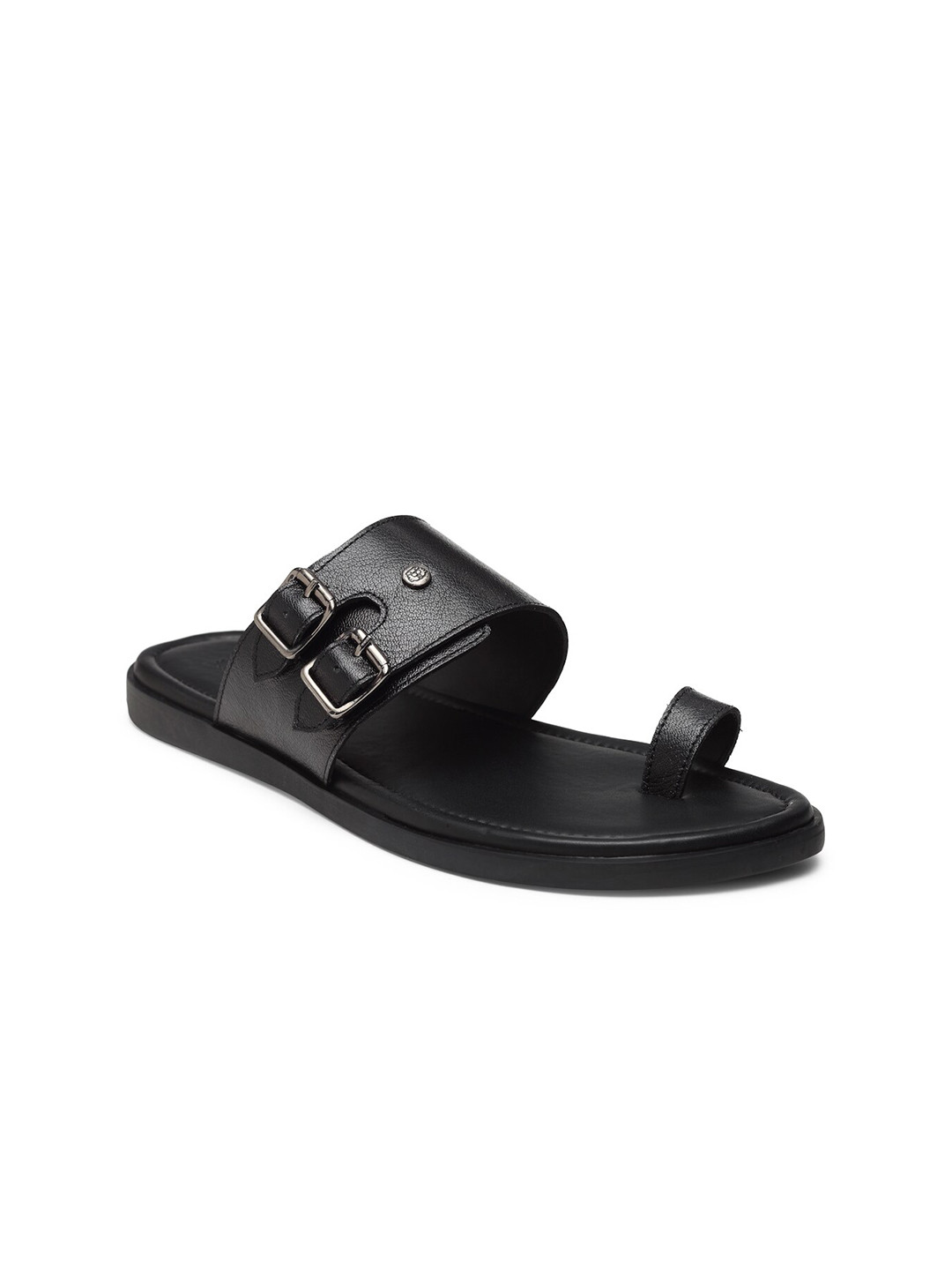 

BEAVER Men Black Leather Comfort Sandals