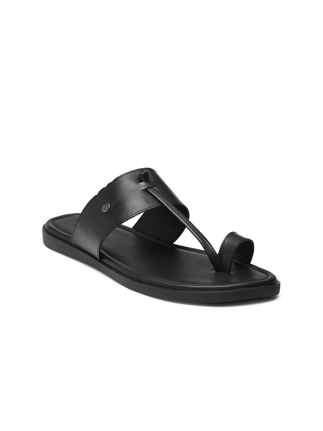 

BEAVER Men Black Leather Comfort Sandals
