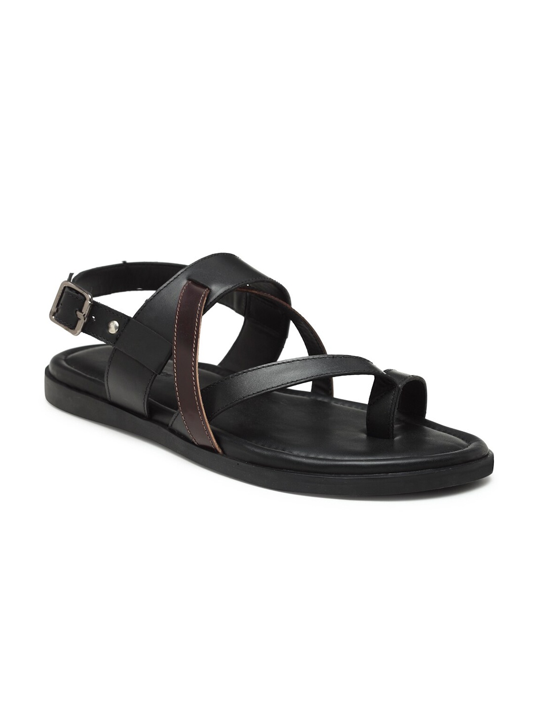 

BEAVER Men Black & Brown Textured Comfort Sandals