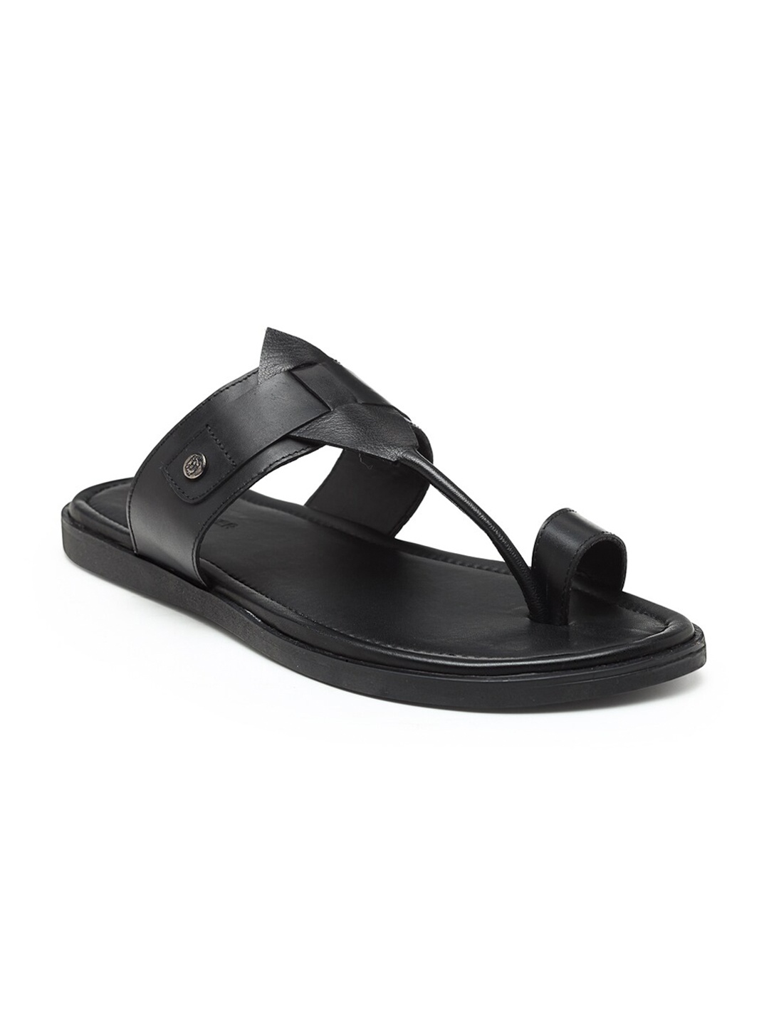 

BEAVER Men Black Leather Comfort Sandals