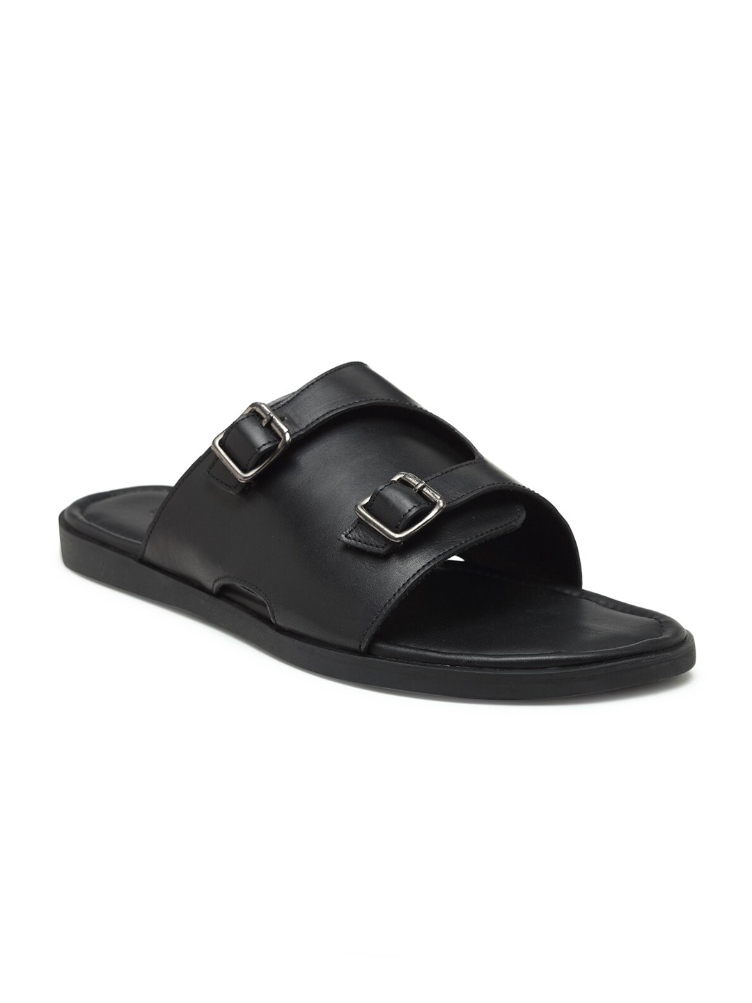 

BEAVER Men Black Leather Comfort Sandals