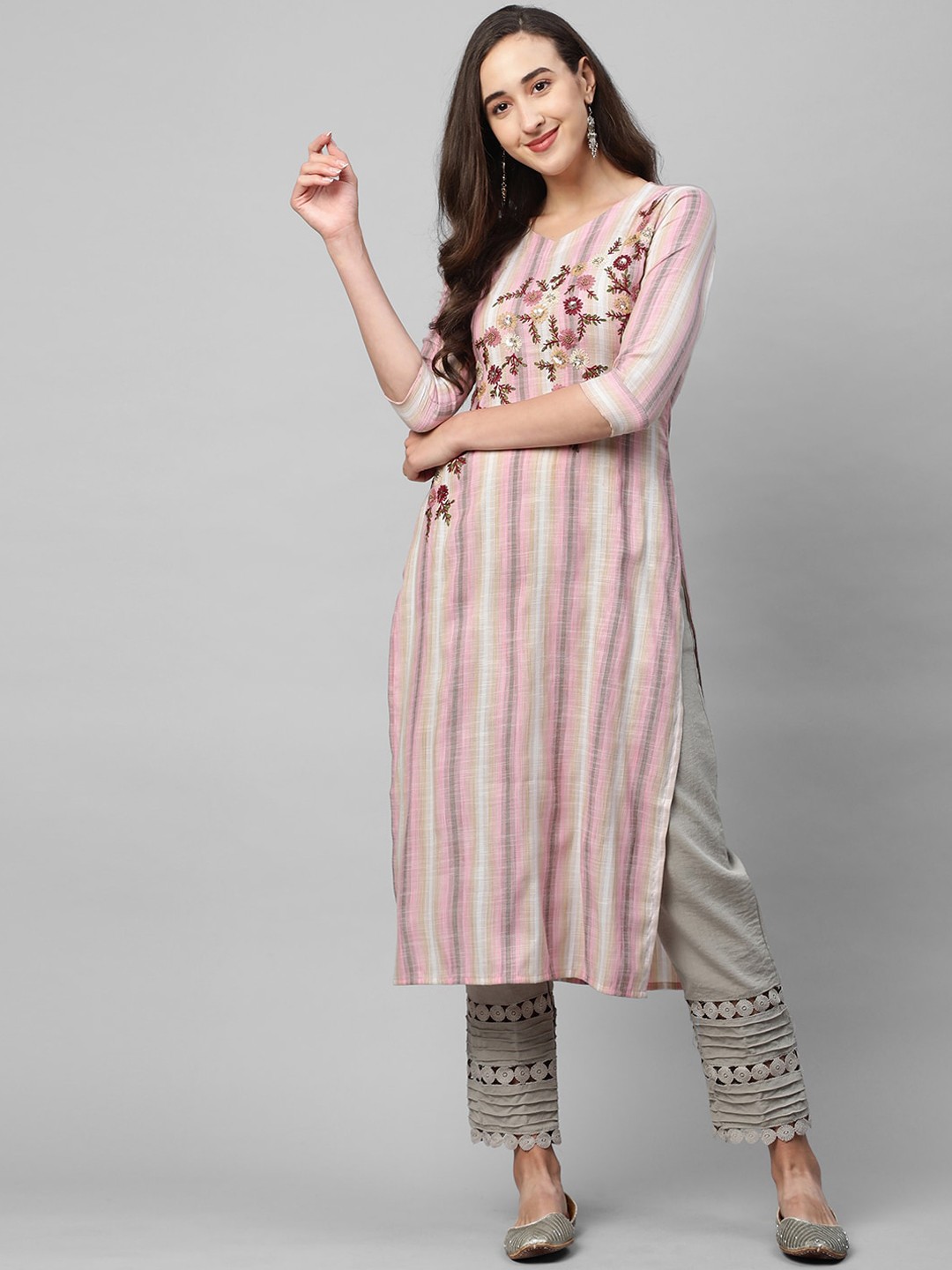 

FASHOR Women Multicoloured Embroidered Kurta, Multi