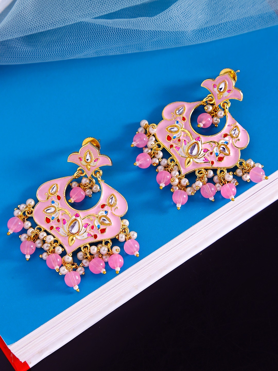 

Yellow Chimes Pink Contemporary Chandbalis Earrings