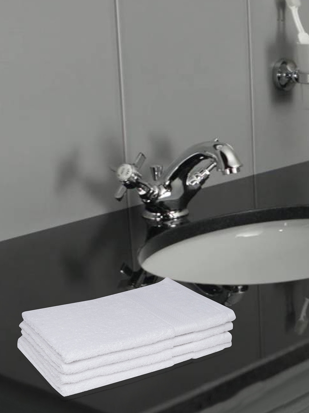 

Softweave Set of 4 White Solid 525 GSM Pure Cotton Hand Towels