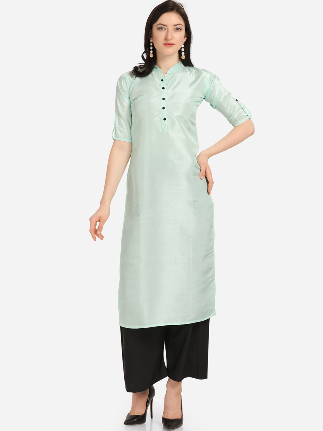 

SAADHVI Women Green Silk Blend Kurta