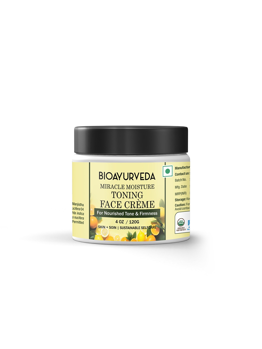 

BIOAYURVEDA Miracle Moisture Toning Sustainable Face Cream 120 g, Yellow