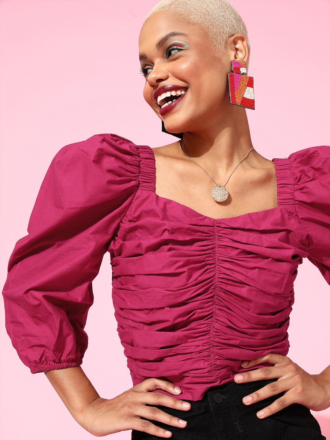 

plusS Women Pretty Pink Sleek Top