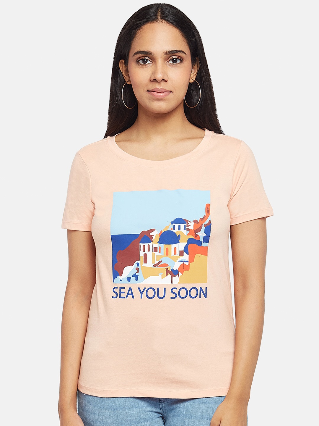 

Honey by Pantaloons Women Pink Printed T-shirt