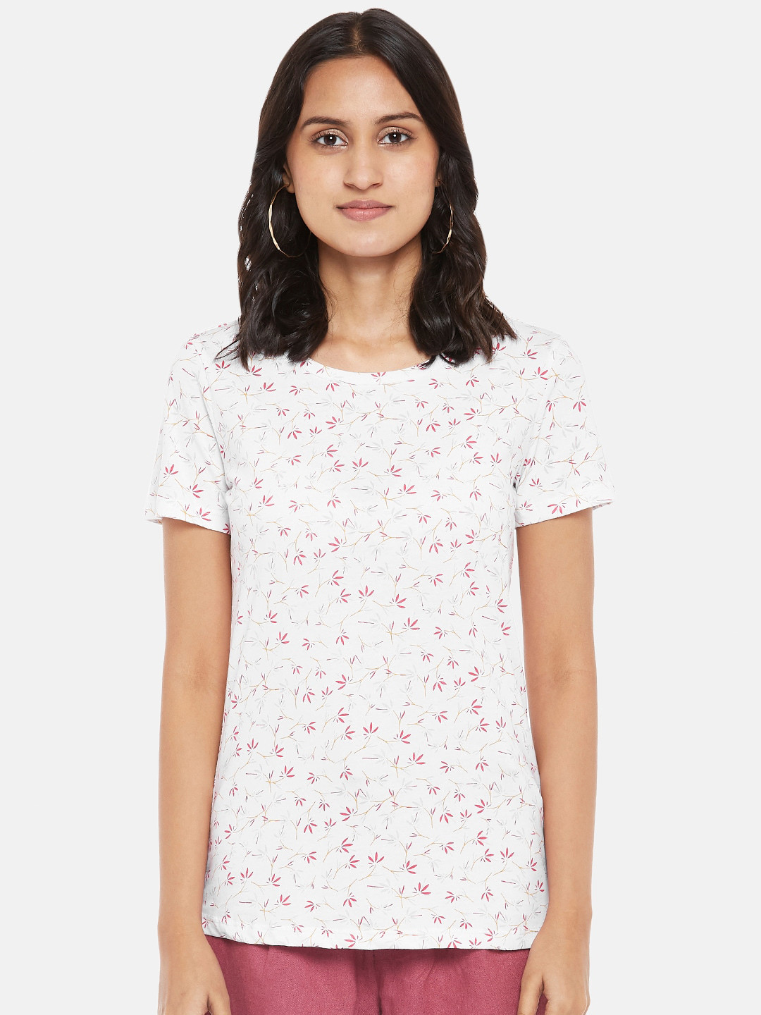 

Honey by Pantaloons Women White Floral Printed T-shirt