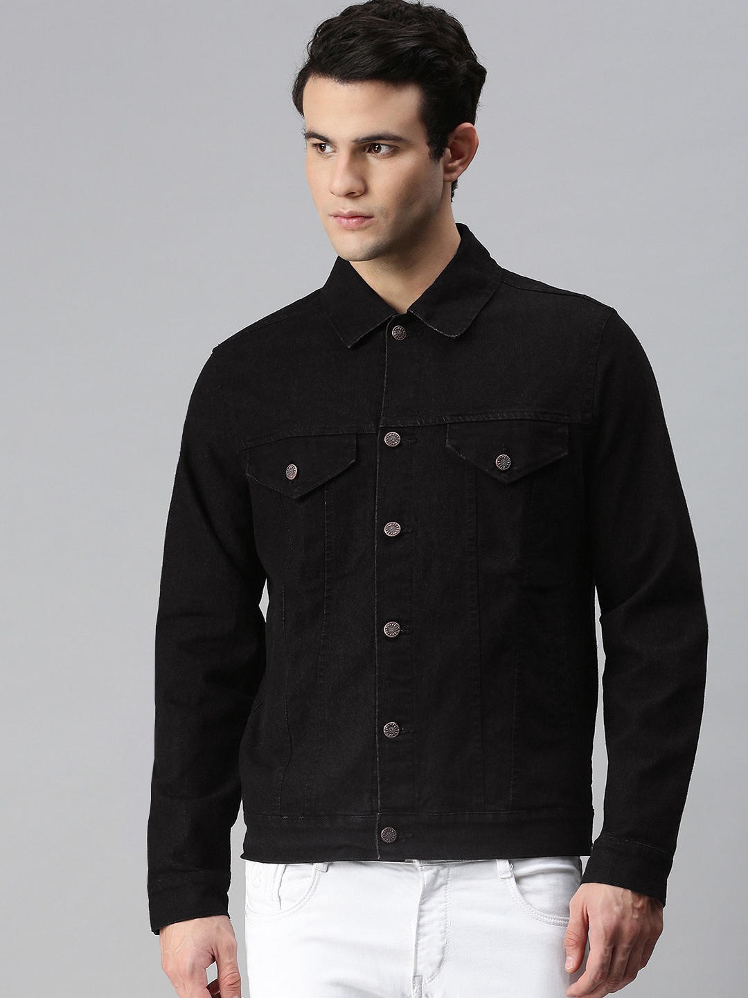 

Urbano Fashion Men Washed Regular Fit Denim Jacket, Black
