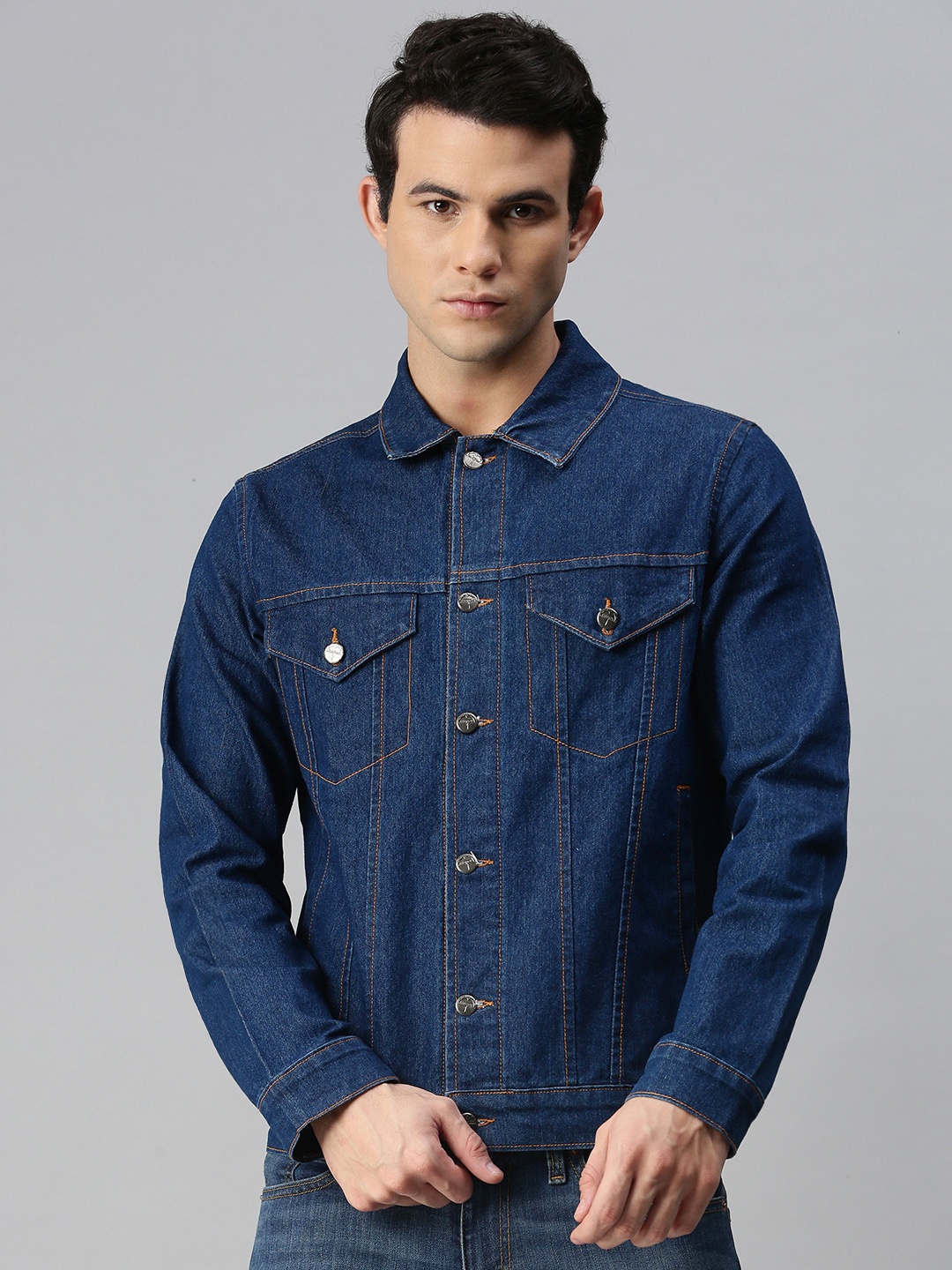 

Urbano Fashion Men Washed Regular Fit Denim Jacket, Blue