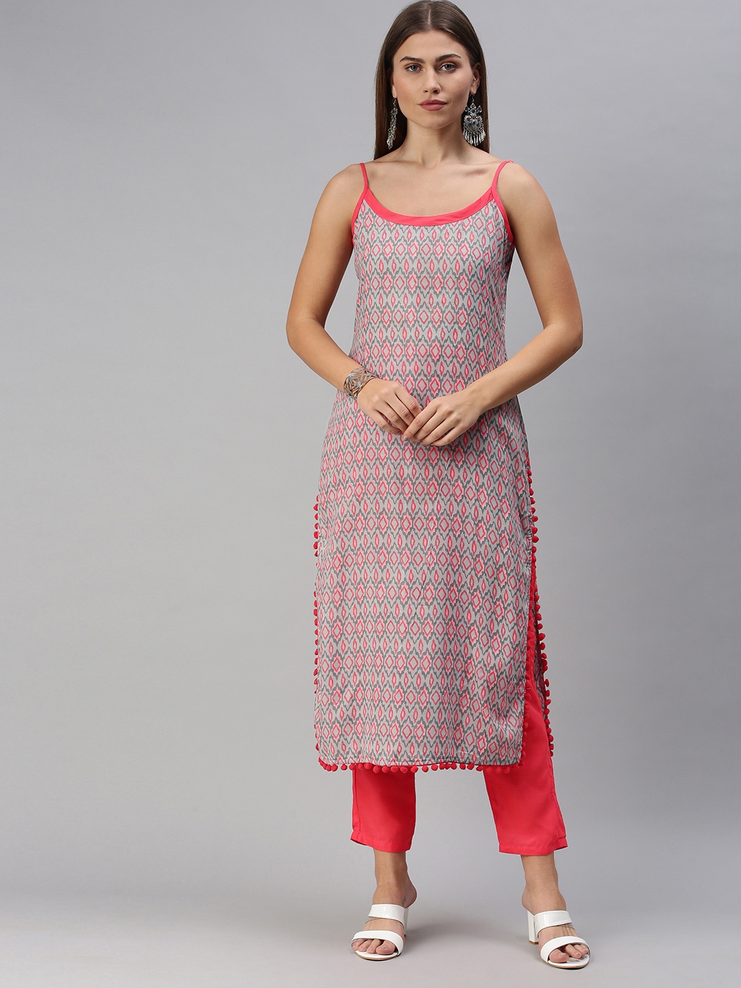 

SheWill Women Grey Printed Regular Kurta with Palazzos
