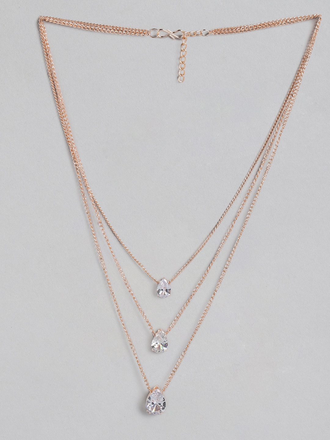 

Kord Store Rose Gold Plated Center Stone Fancy Chain Necklace