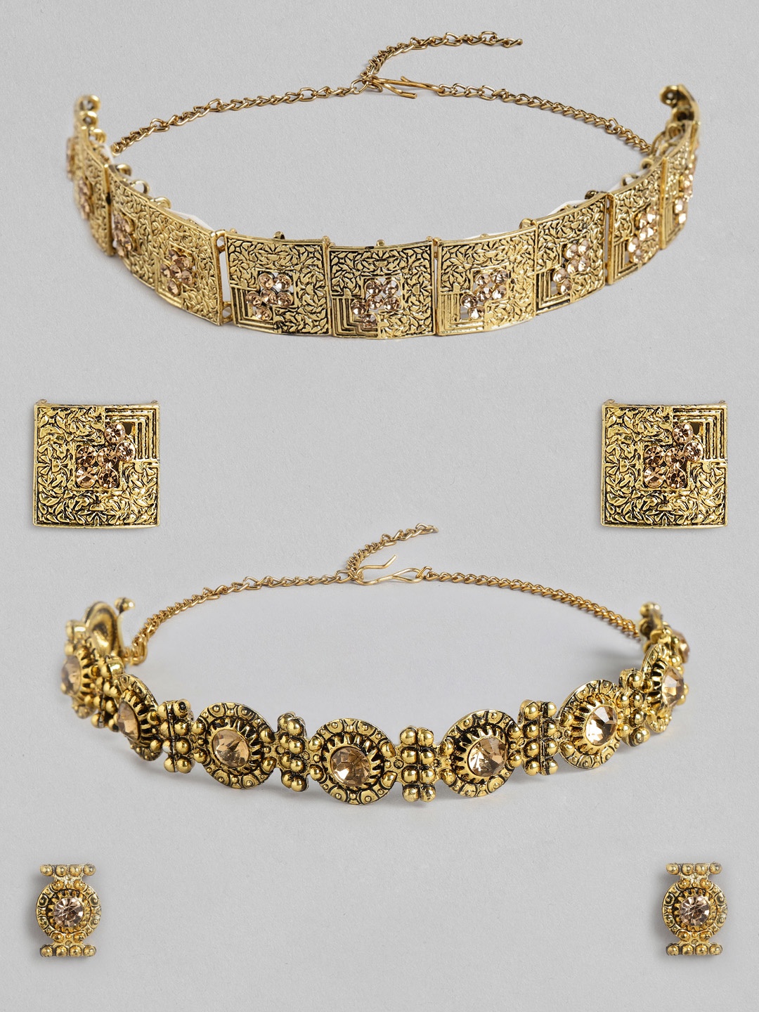 

Kord Store Set of 2 Gold-Plated Antique Stone Studded Choker Jewellery Sets