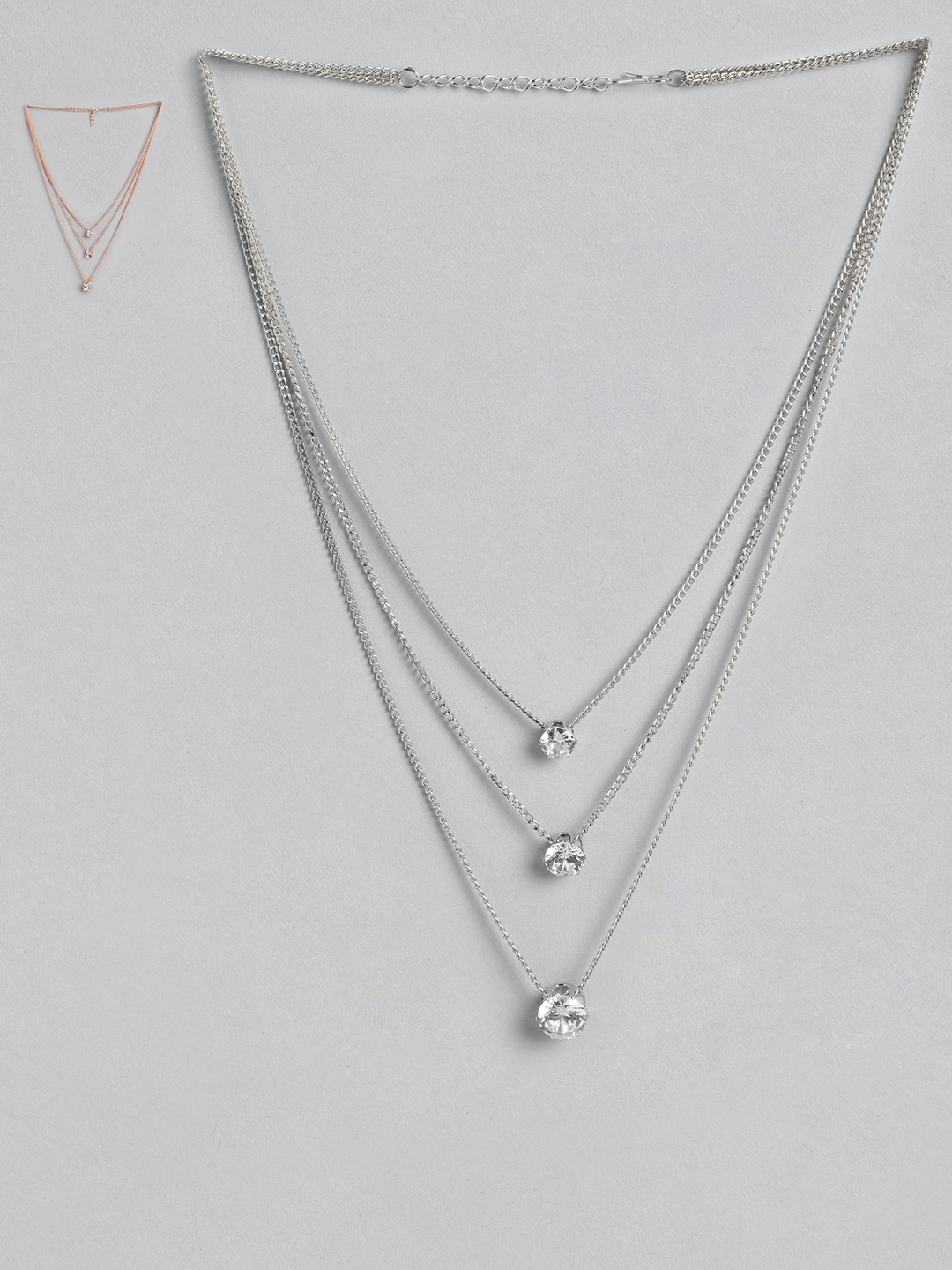 Kord Store Set of 2 Rose Gold and Silver Oxidised Plated Necklace