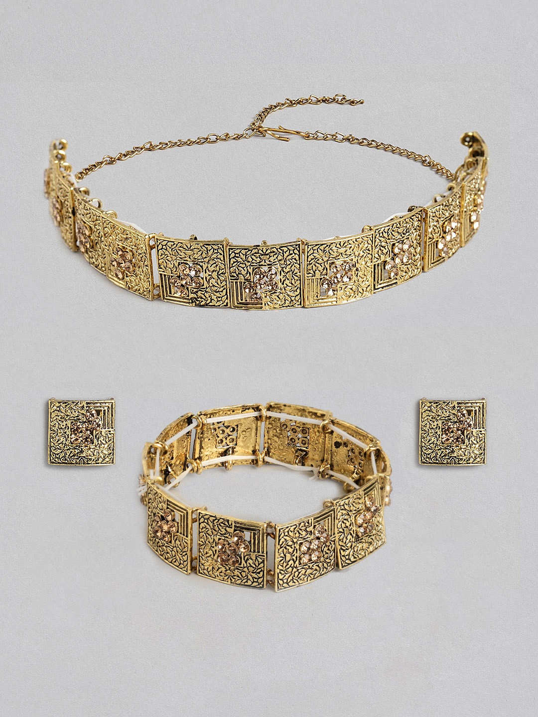 

Kord Store Gold-Plated Studded & Beaded Jewellery Set