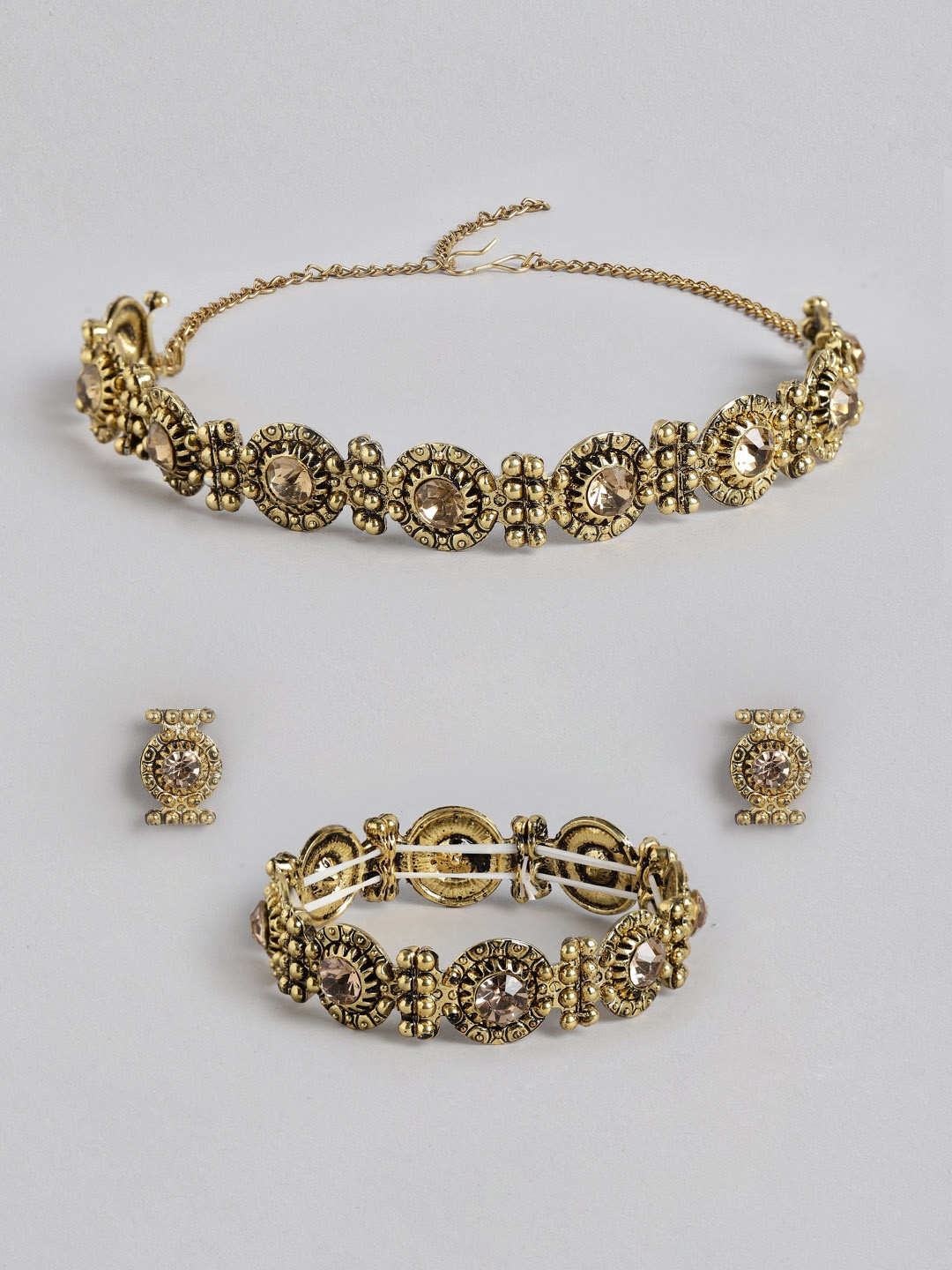 

Kord Store Gold-Plated Antique Stone Studded Jewellery Set