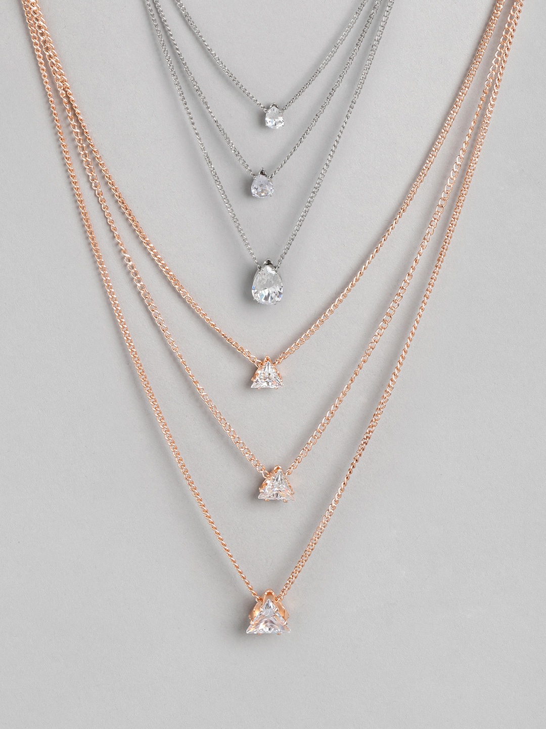Kord Store Silver-Toned & Rose Gold Rose Gold-Plated Layered Necklace