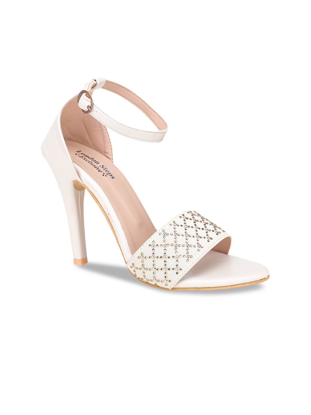 

LONDON STEPS Cream-Coloured Block Sandals