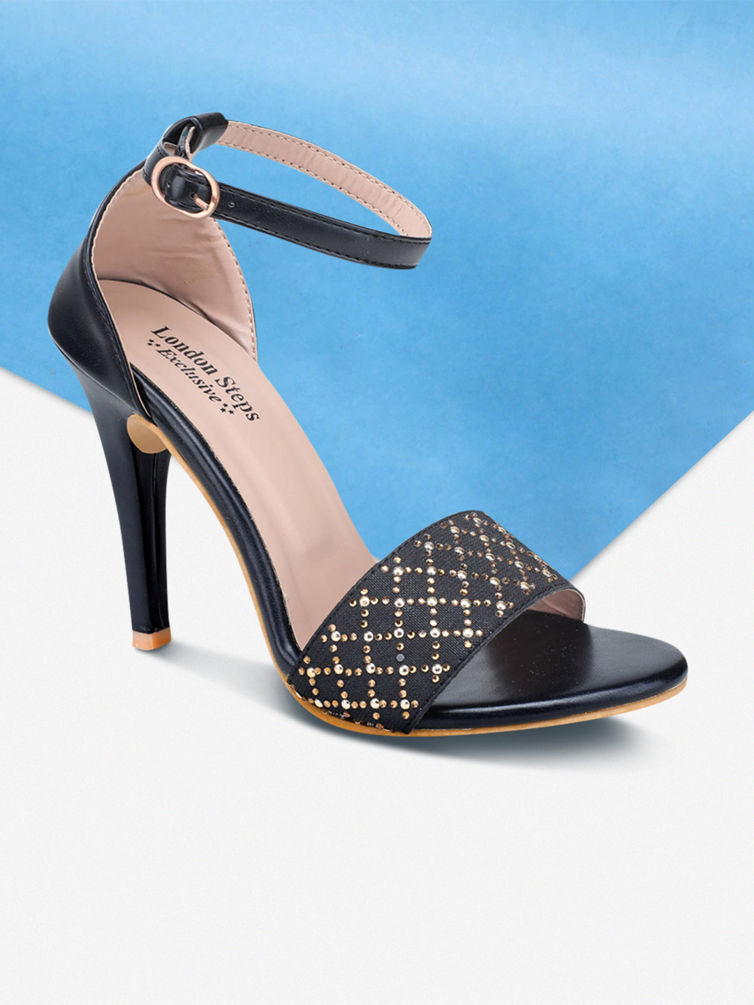 

LONDON STEPS Black Block Sandals