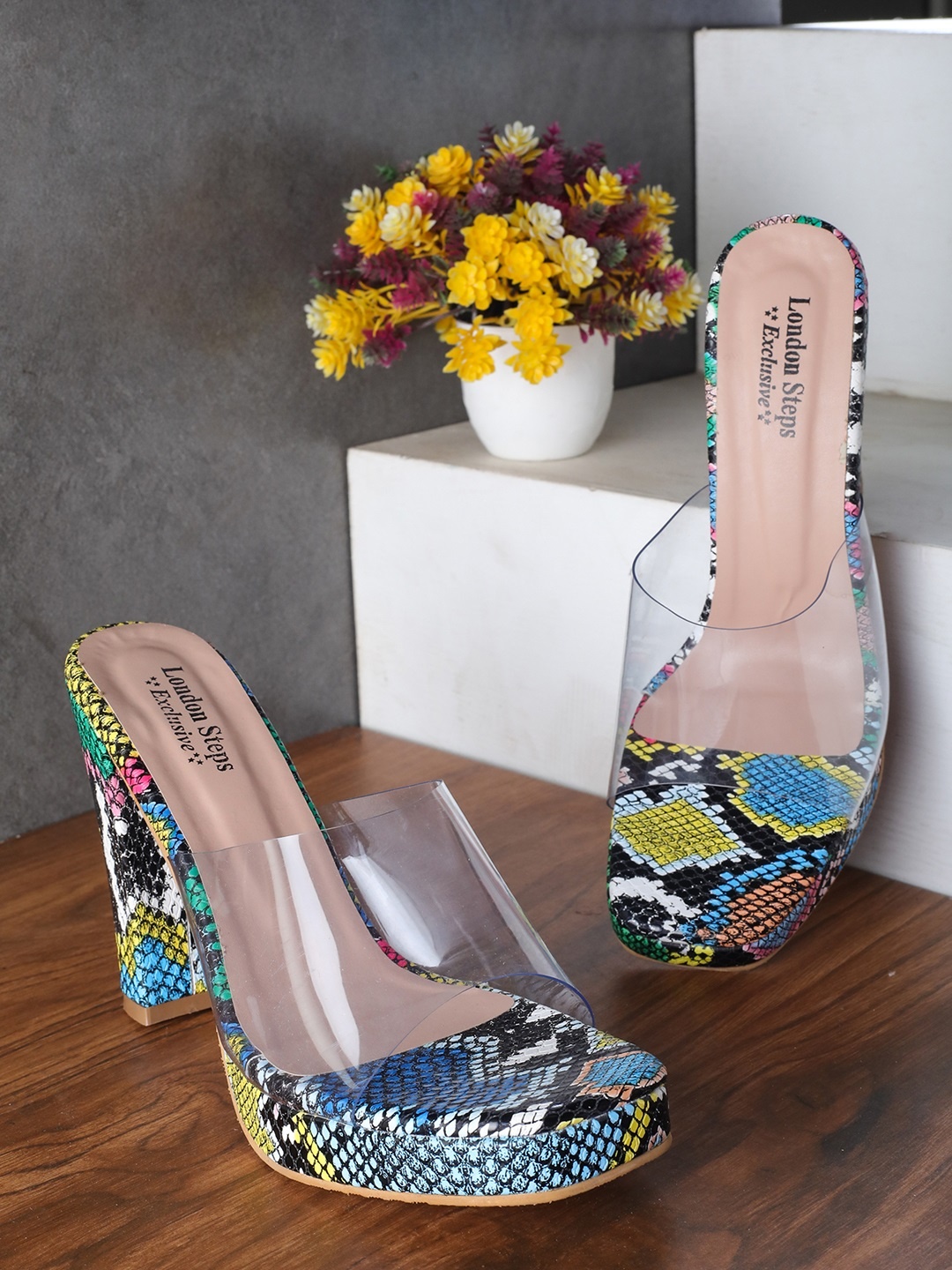 

LONDON STEPS Multicoloured Printed Wedge Sandals, Multi