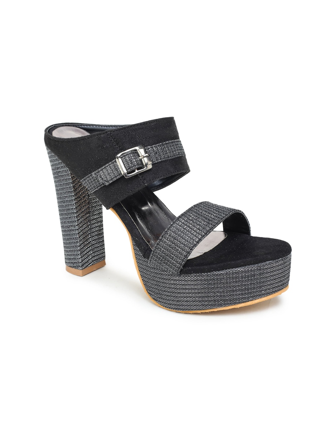 

LONDON STEPS Black Block Sandals