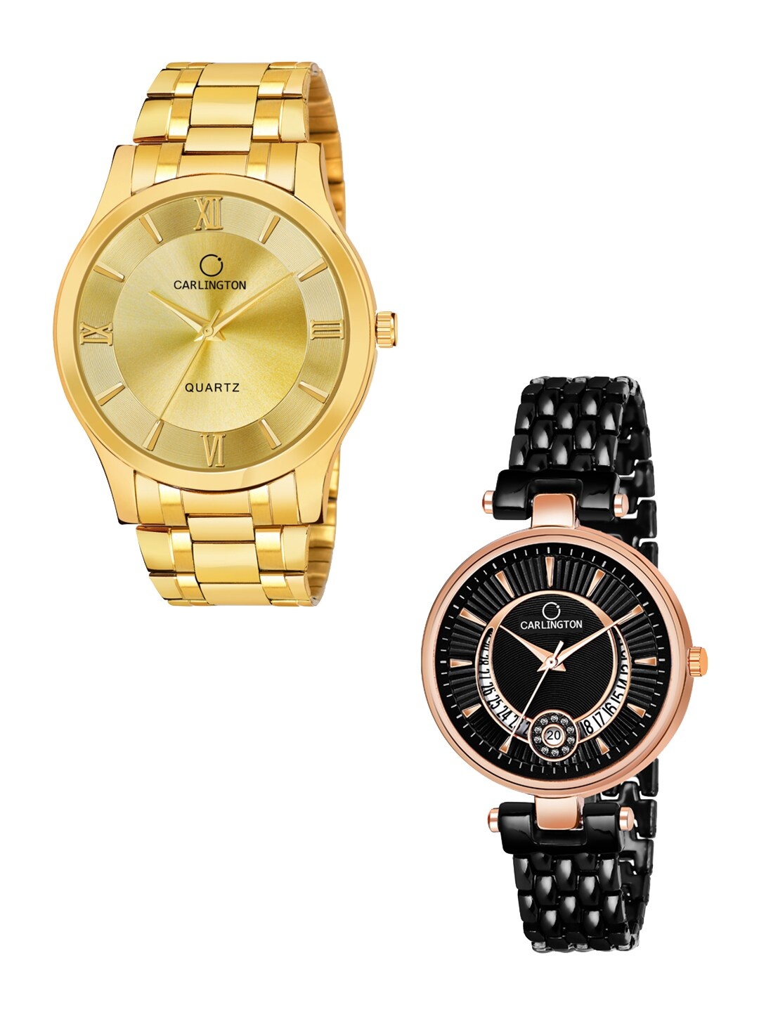 

CARLINGTON His & Her Analogue Watch Gift Set CT-6130GG, Gold