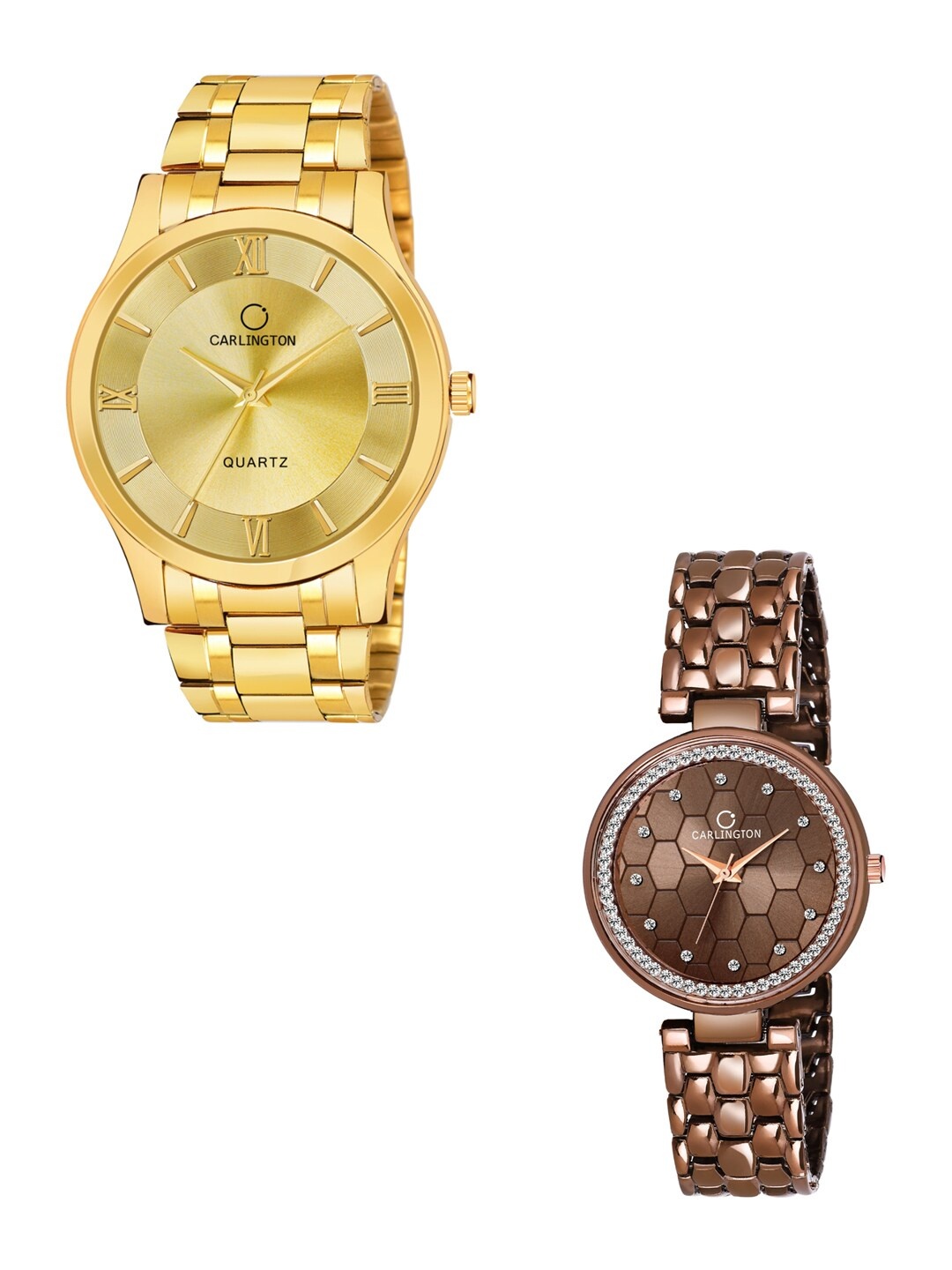 

CARLINGTON His & Her Analogue Watch Gift Set CT-6130GG, Gold