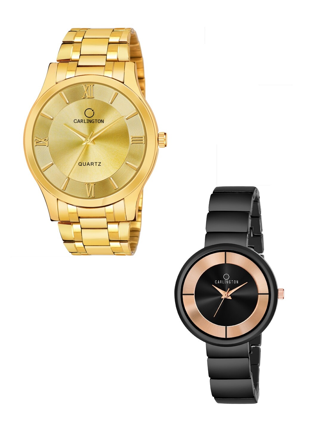 

CARLINGTON His & Her Analogue Watch Gift Set CT-6130GG-114, Gold