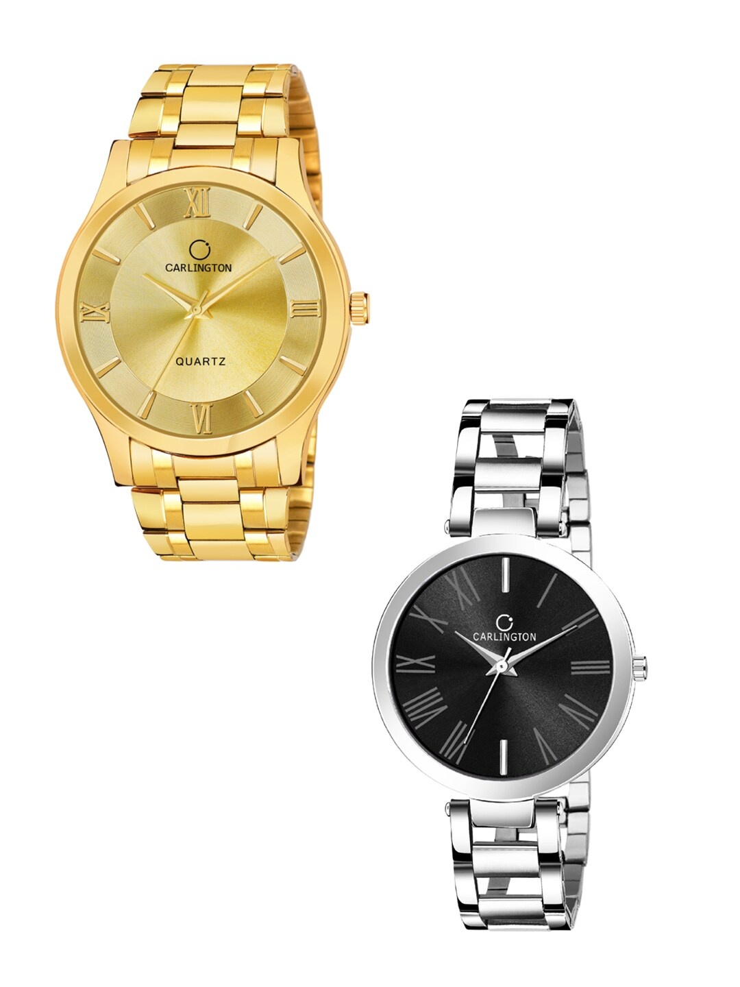 

CARLINGTON His & Her Analogue Watch Gift Set CT-6130GG-112, Gold